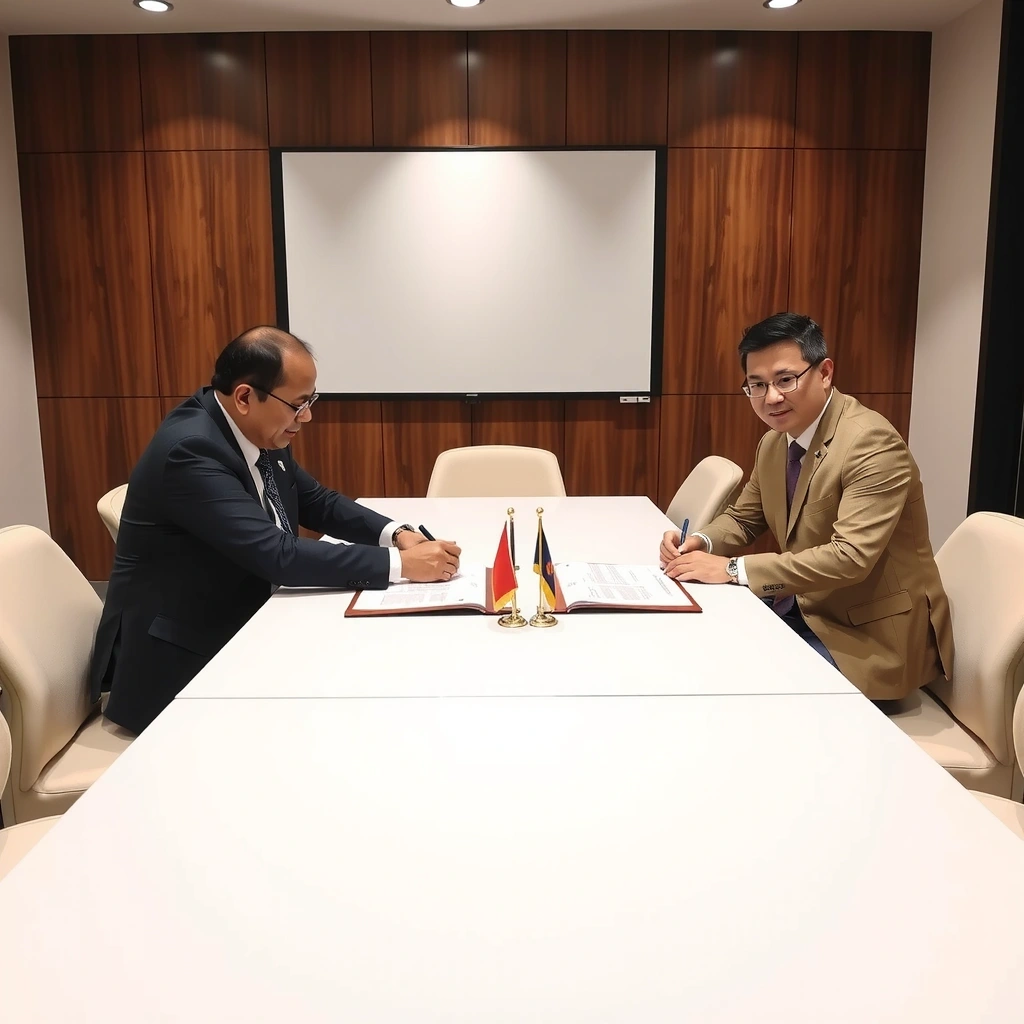 Bank representatives signing partnership agreement