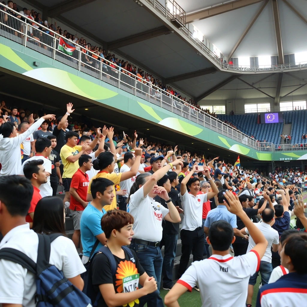 Kuala Lumpur Sports City stadium packed with cheering fans