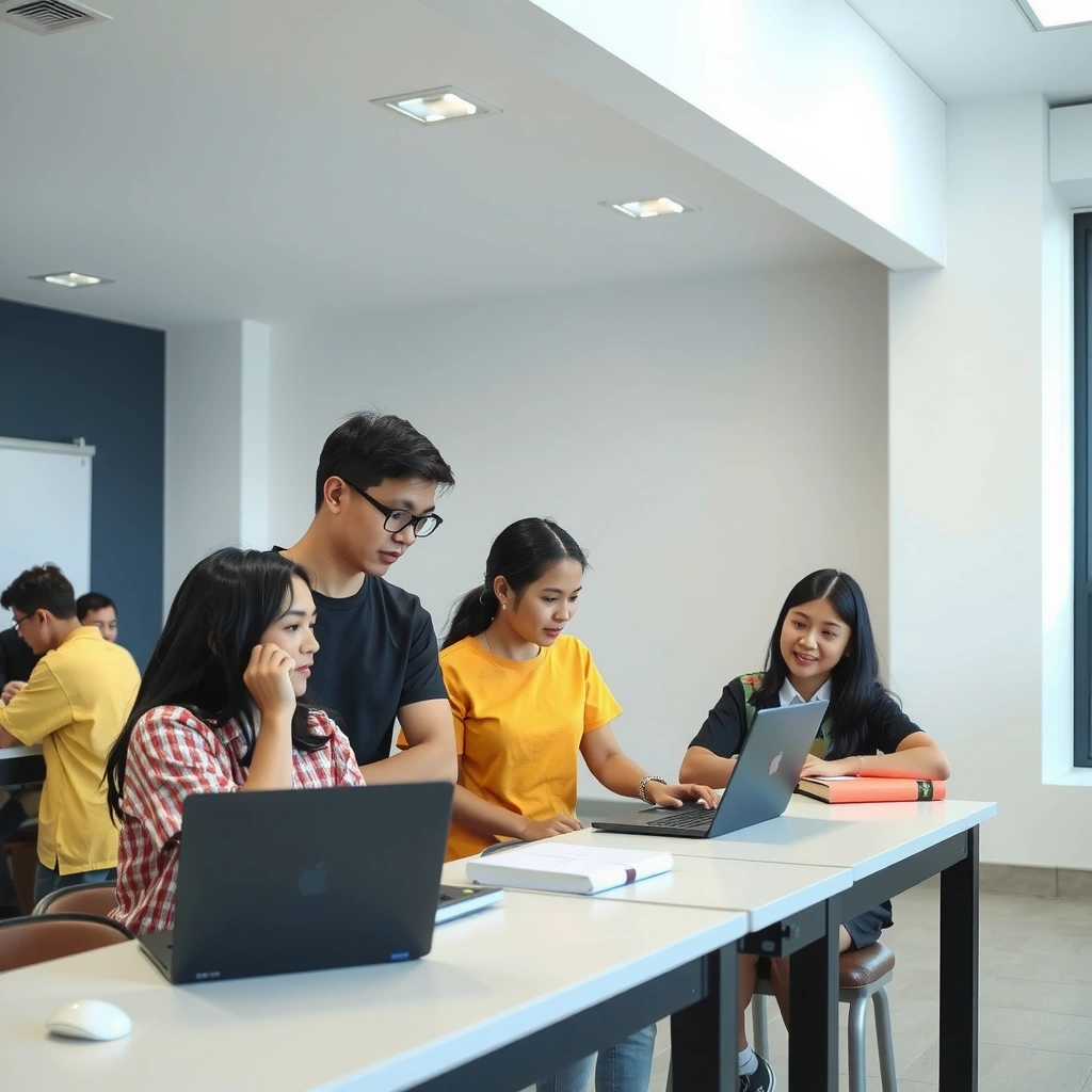Malaysian students in a modern classroom