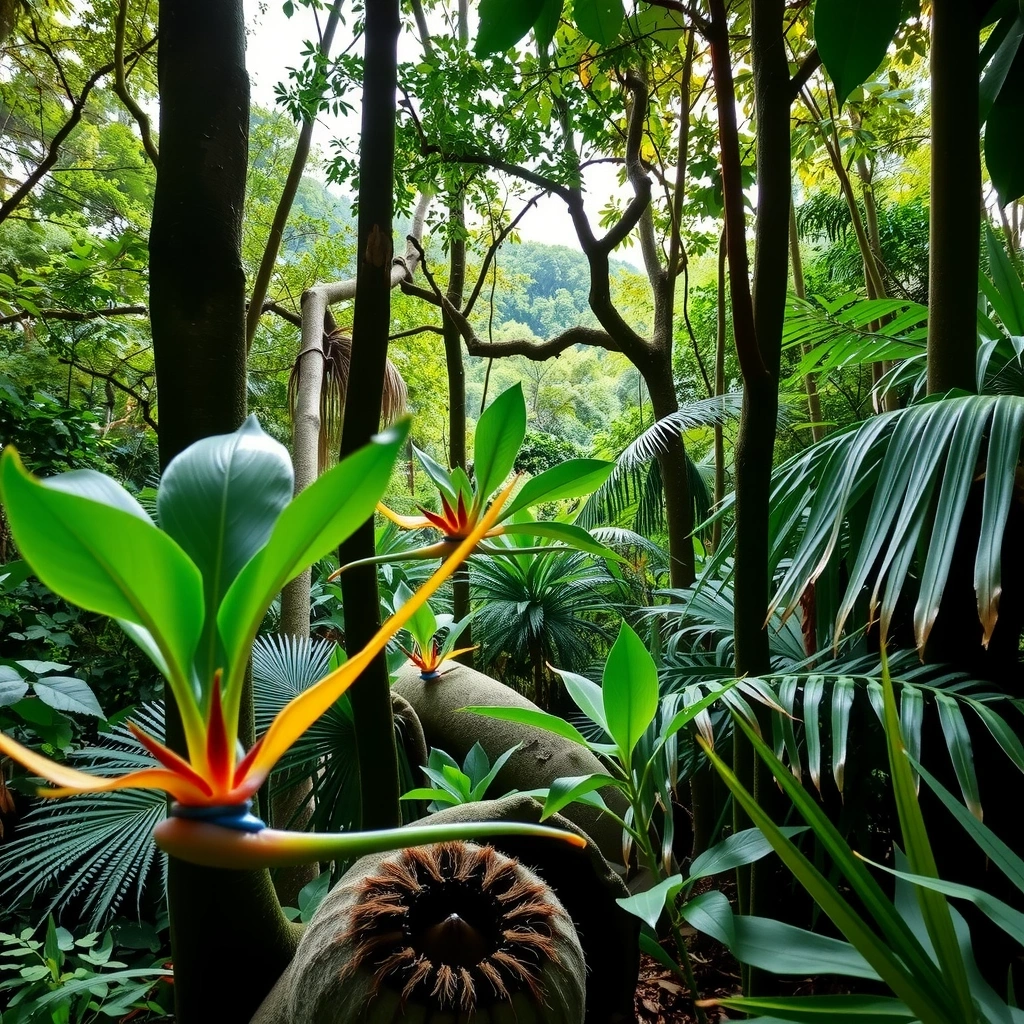 Malaysian rainforest with diverse wildlife