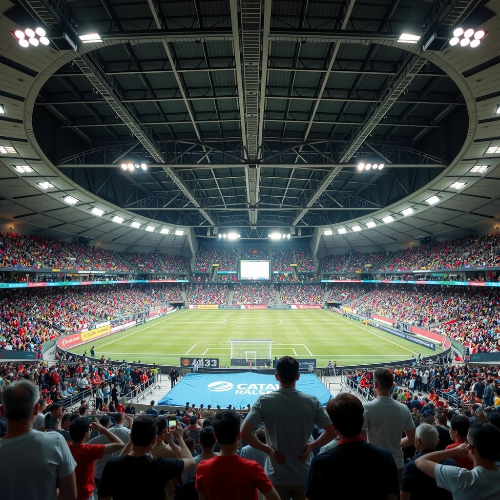 Malaysian sports stadium with cheering crowd
