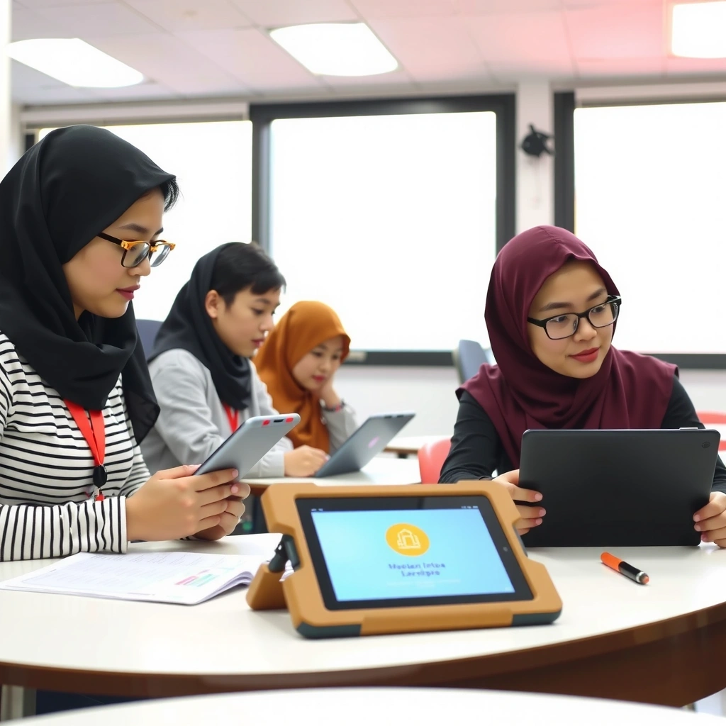 Students using tablets and digital learning tools