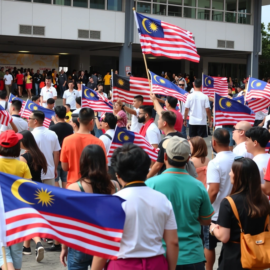Malaysia Day celebration with multiracial crowd